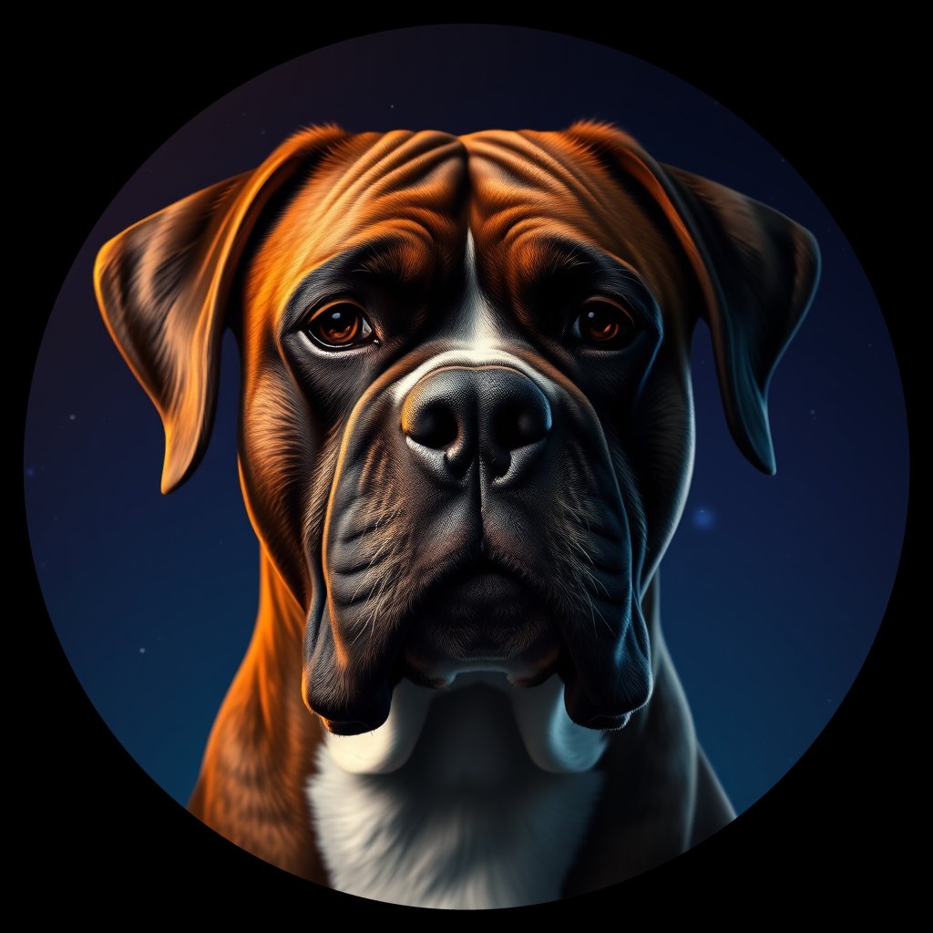Cosmic medallion portrait of PFZ39E02_PFZ39E02, a Boxer