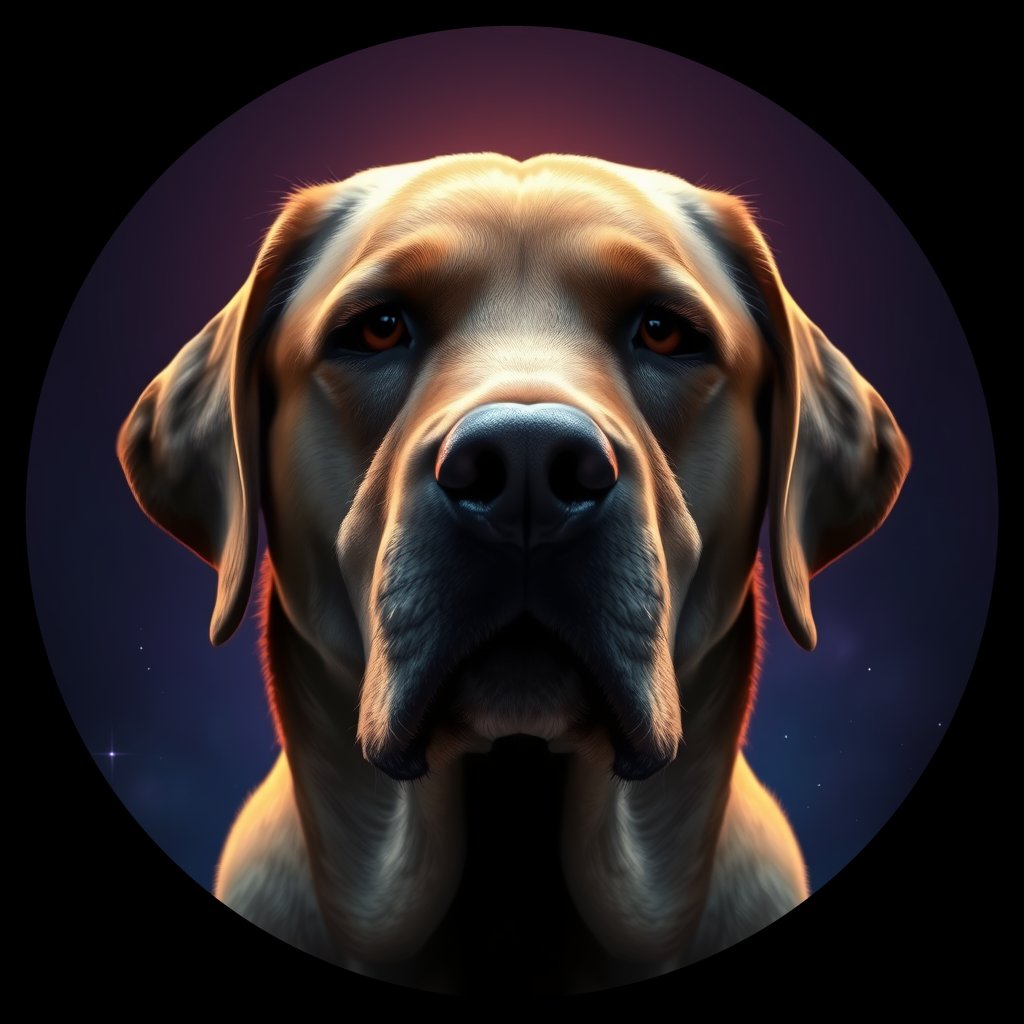 Cosmic medallion portrait of PFZ39E03_PFZ39E03, a Labrador Retriever