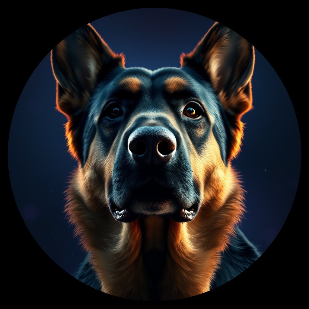 Cosmic medallion portrait of PFZ39E05_PFZ39E05, a German Shepherd