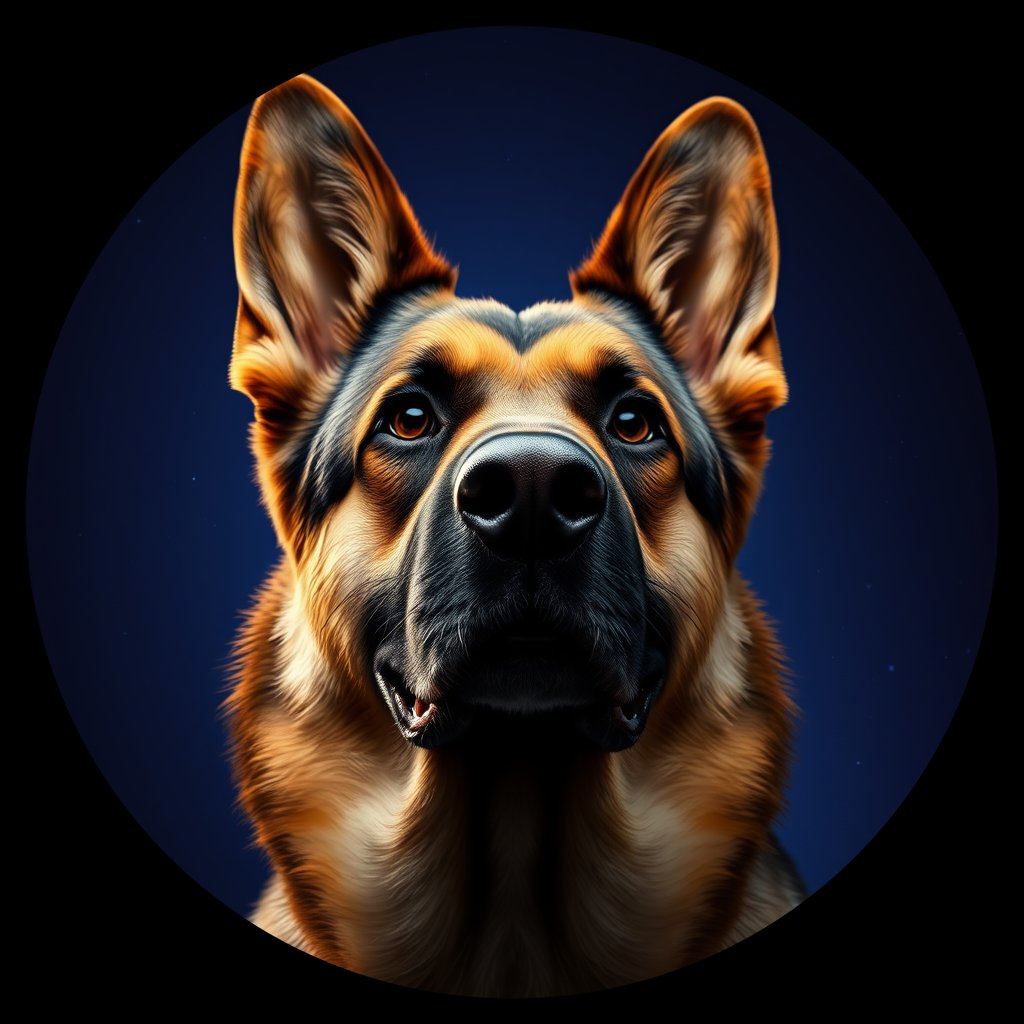 Cosmic medallion portrait of PFZ39E07_PFZ39E07, a German Shepherd