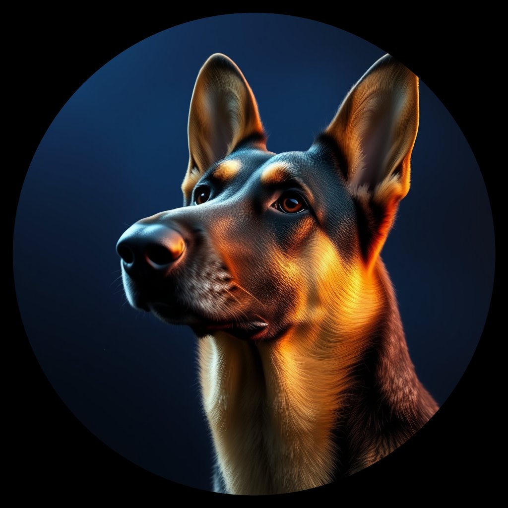 Cosmic medallion portrait of PFZ39E09_PFZ39E09, a German Shepherd