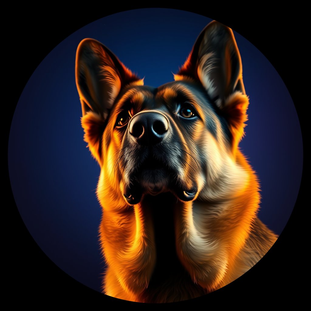 Cosmic medallion portrait of PFZ39E12_PFZ39E12, a German Shepherd