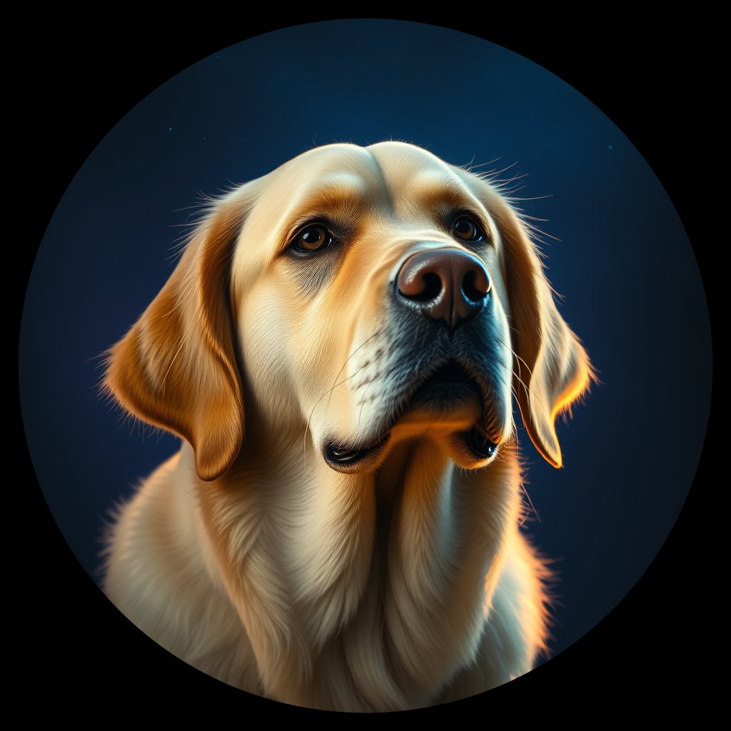 Cosmic medallion portrait of PFZ39F01_PFZ39F01, a Golden Retriever