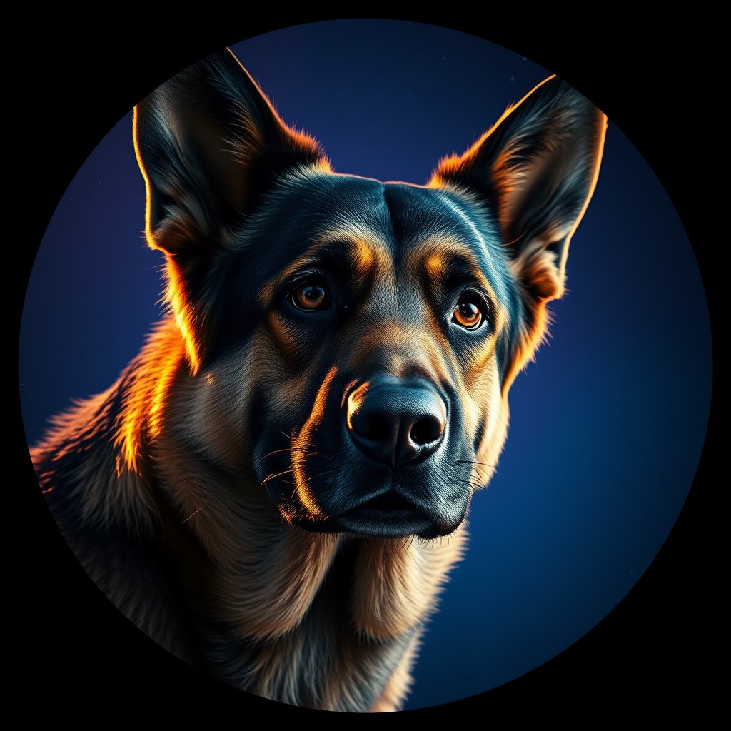 Cosmic medallion portrait of PFZ39F02_PFZ39F02, a German Shepherd