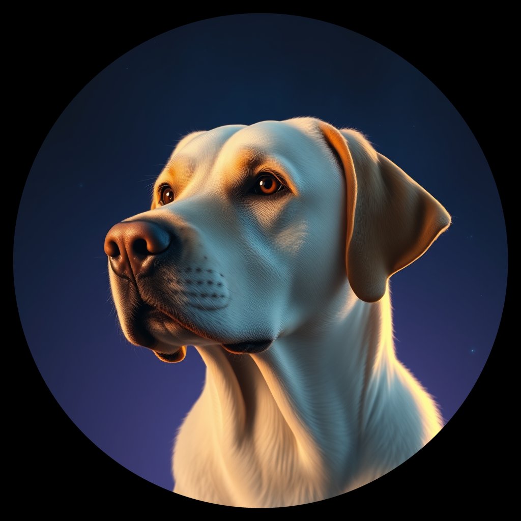 Cosmic medallion portrait of PFZ39F03_PFZ39F03, a Labrador Retriever