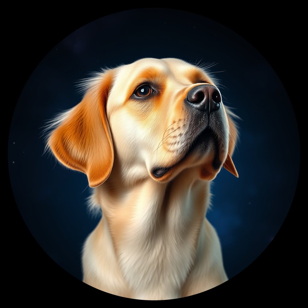 Cosmic medallion portrait of PFZ39F04_PFZ39F04, a Golden Retriever