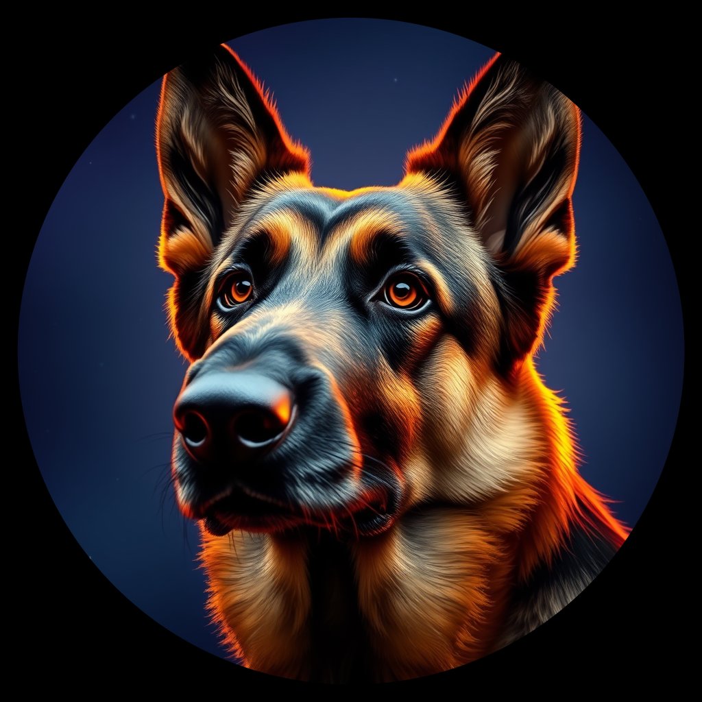 Cosmic medallion portrait of PFZ39F06_PFZ39F06, a German Shepherd