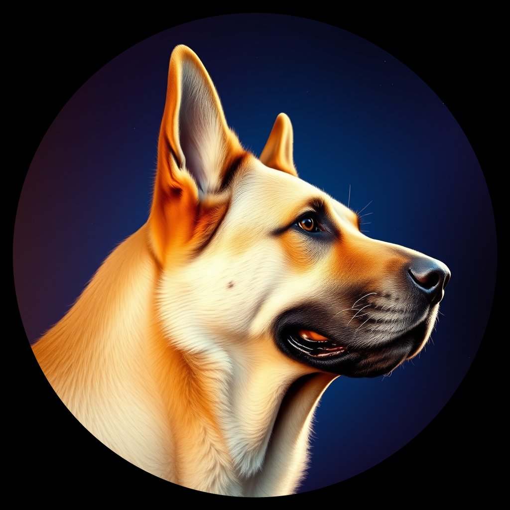 Cosmic medallion portrait of PFZ39F07_PFZ39F07, a German Shepherd