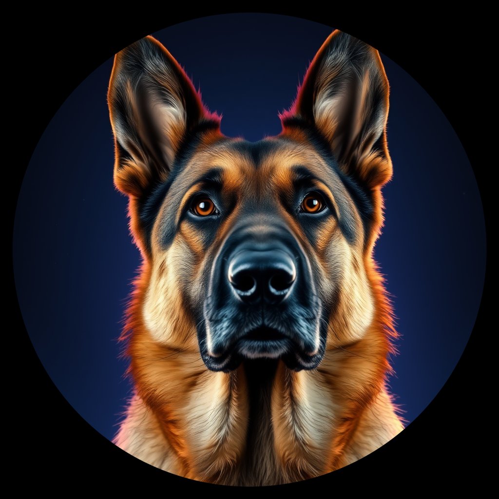 Cosmic medallion portrait of PFZ39F12_PFZ39F12, a German Shepherd