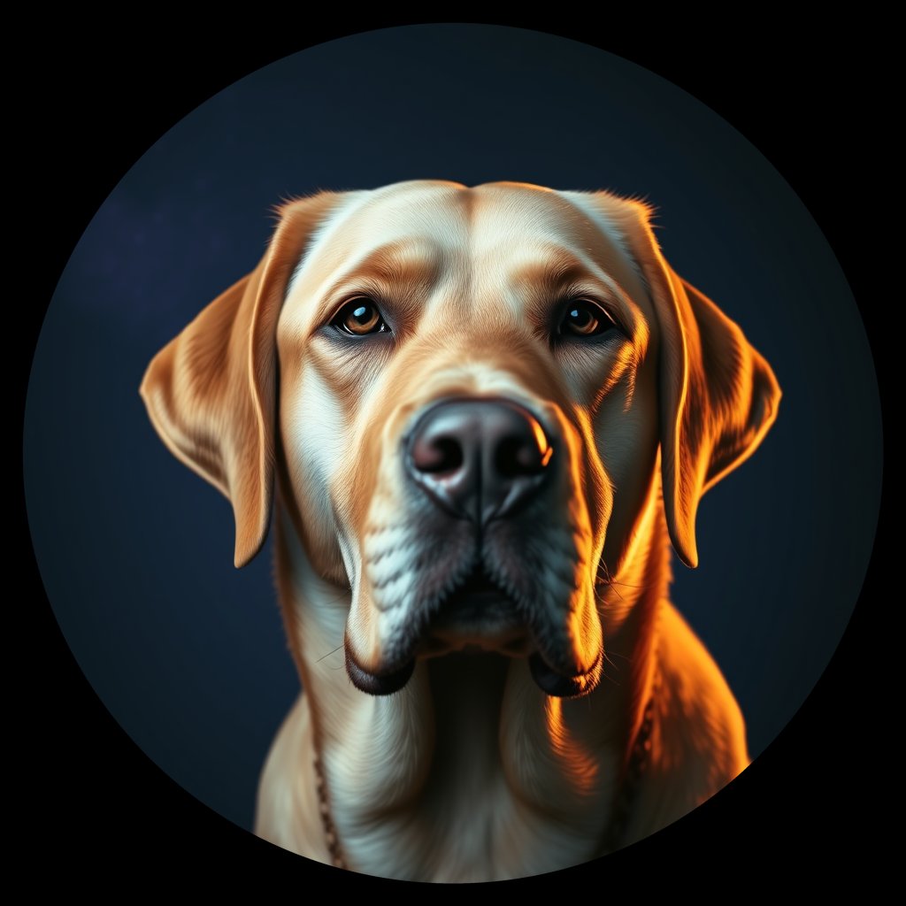 Cosmic medallion portrait of PFZ39G02_PFZ39G02, a Labrador Retriever