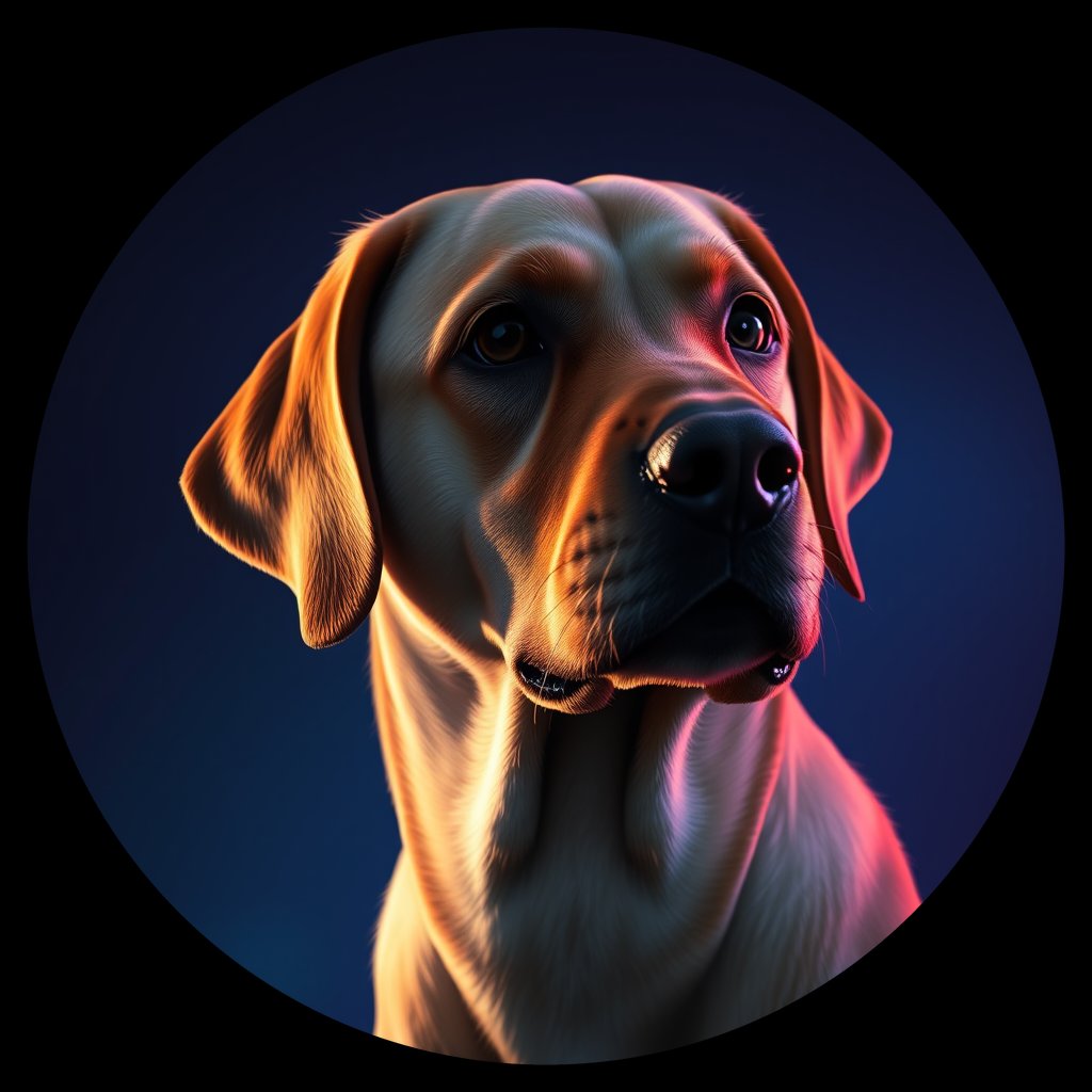 Cosmic medallion portrait of PFZ39G03_PFZ39G03, a Labrador Retriever
