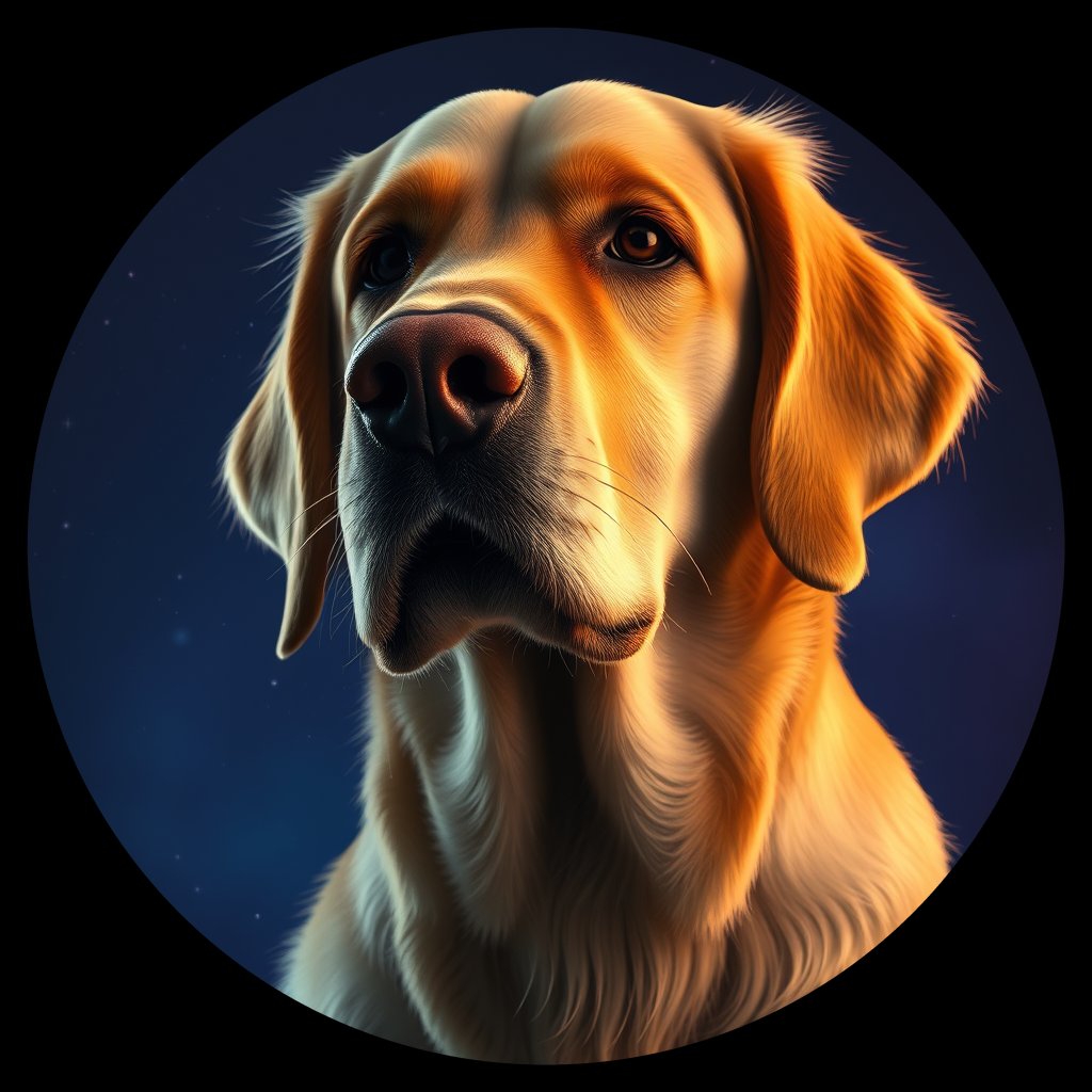 Cosmic medallion portrait of PFZ39G04_PFZ39G04, a Golden Retriever