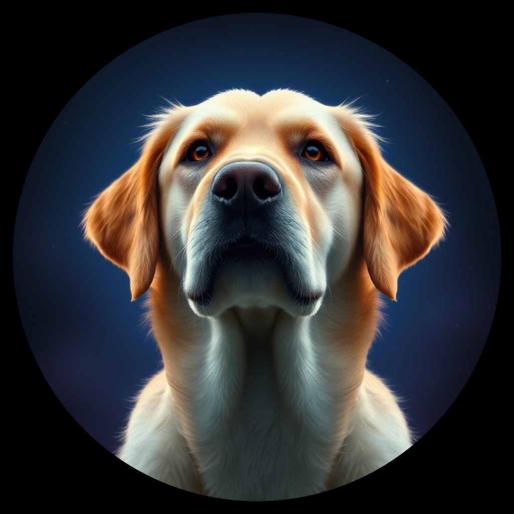 Cosmic medallion portrait of PFZ39G05_PFZ39G05, a Golden Retriever