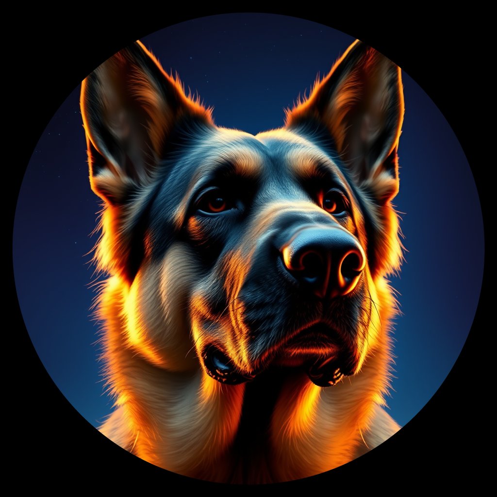 Cosmic medallion portrait of PFZ39G06_PFZ39G06, a German Shepherd