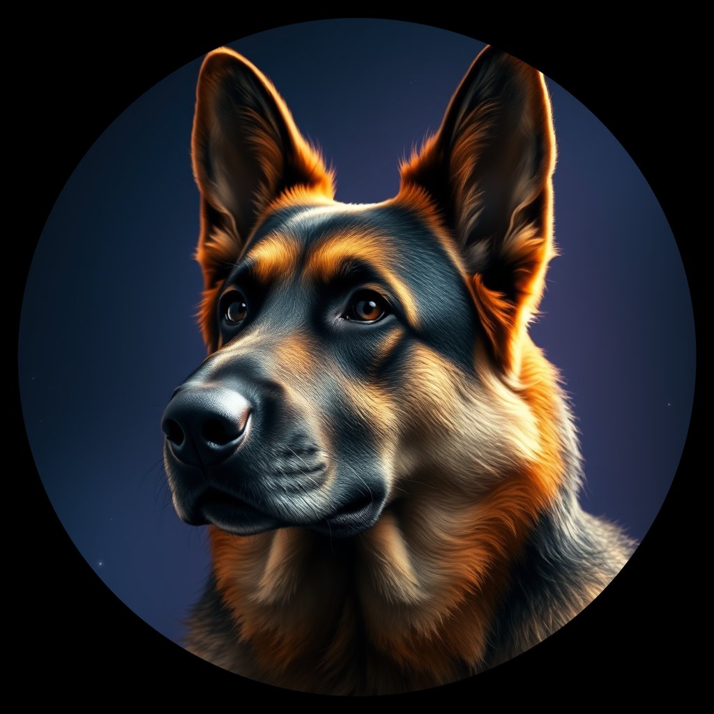 Cosmic medallion portrait of PFZ39G11_PFZ39G11, a German Shepherd