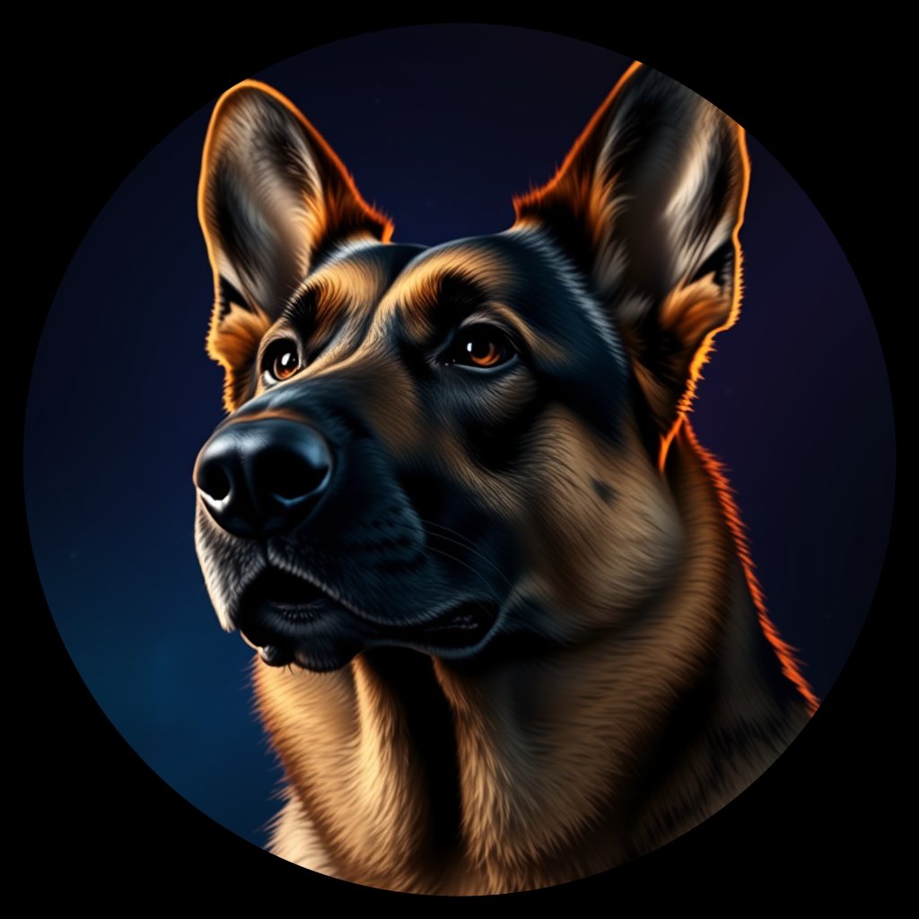 Cosmic medallion portrait of PFZ39G12_PFZ39G12, a German Shepherd