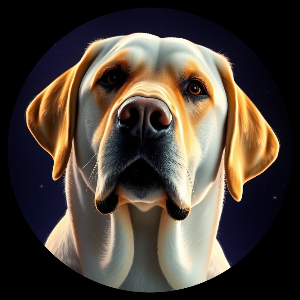 Cosmic medallion portrait of PFZ39H01_PFZ39H01, a Labrador Retriever