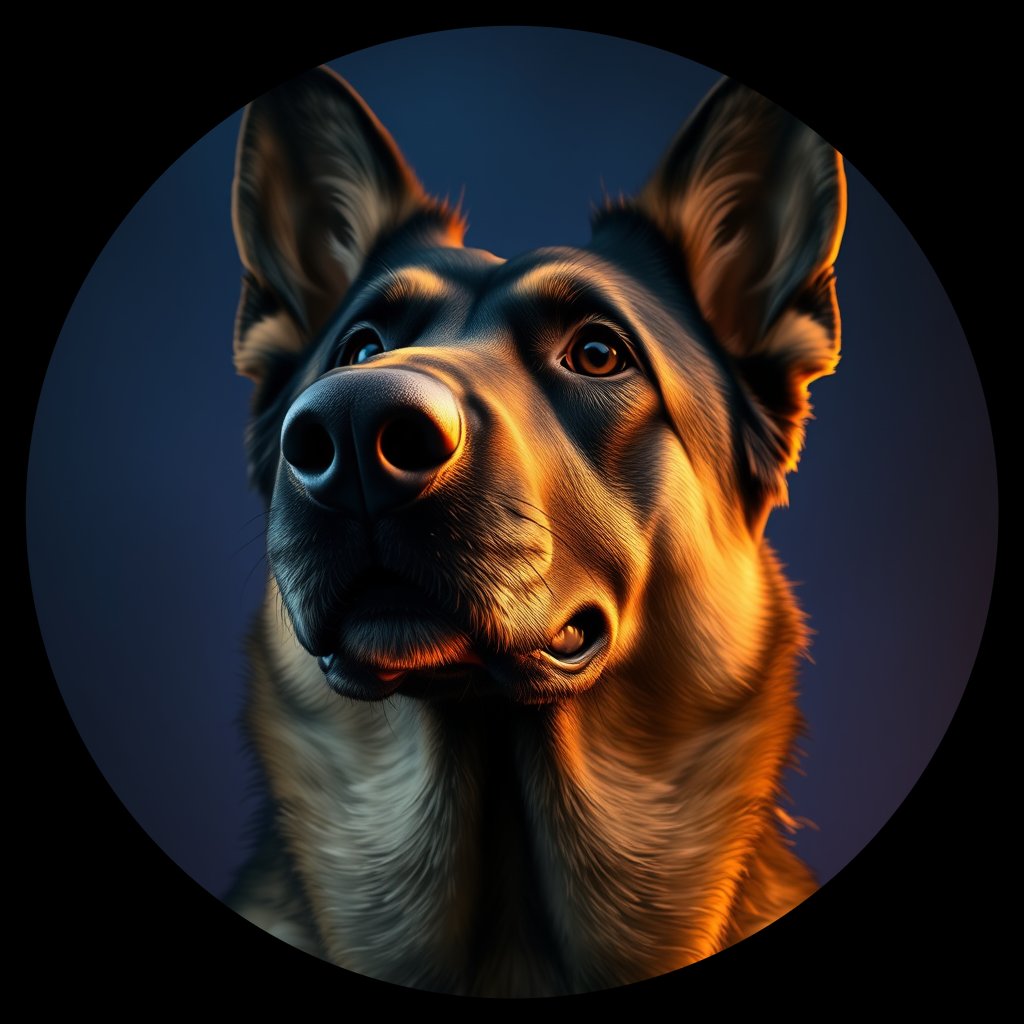 Cosmic medallion portrait of PFZ39H02_PFZ39H02, a German Shepherd