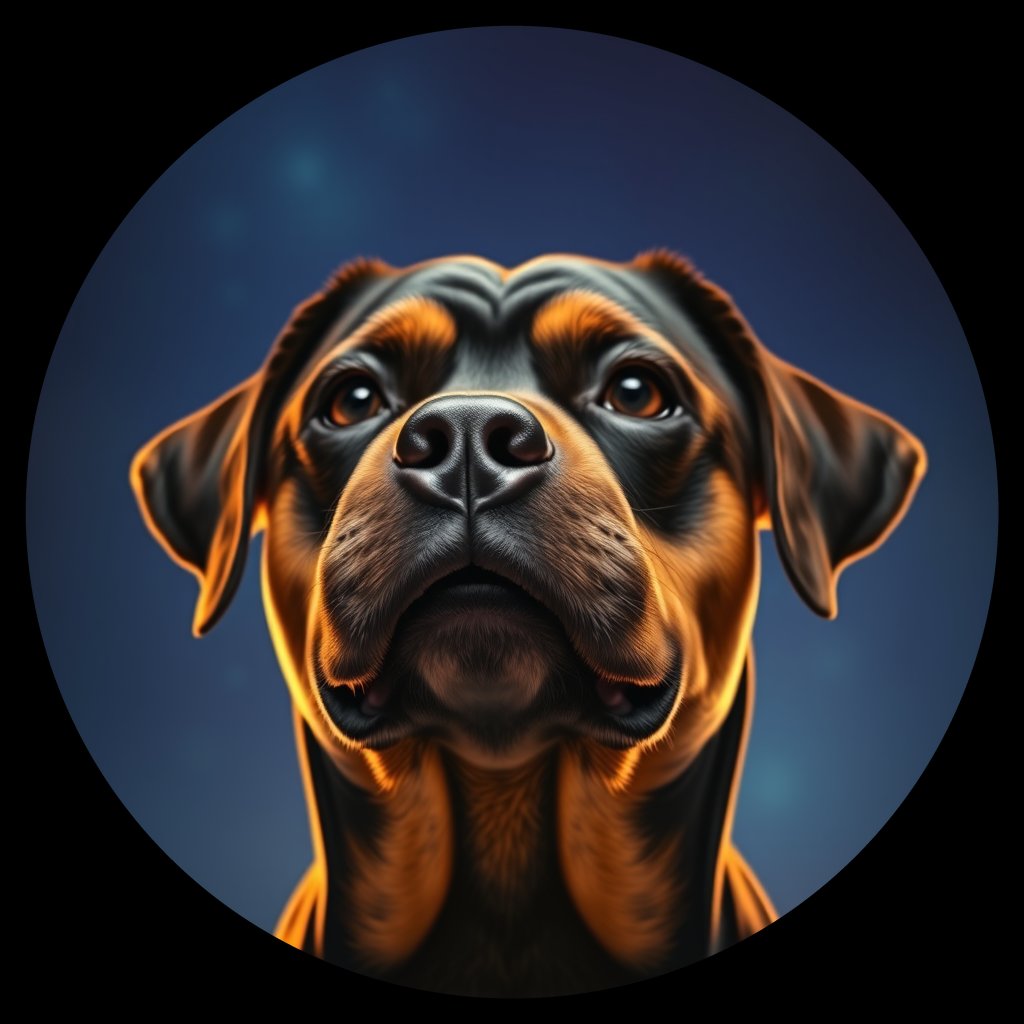 Cosmic medallion portrait of PFZ39H03_PFZ39H03, a Rottweiler