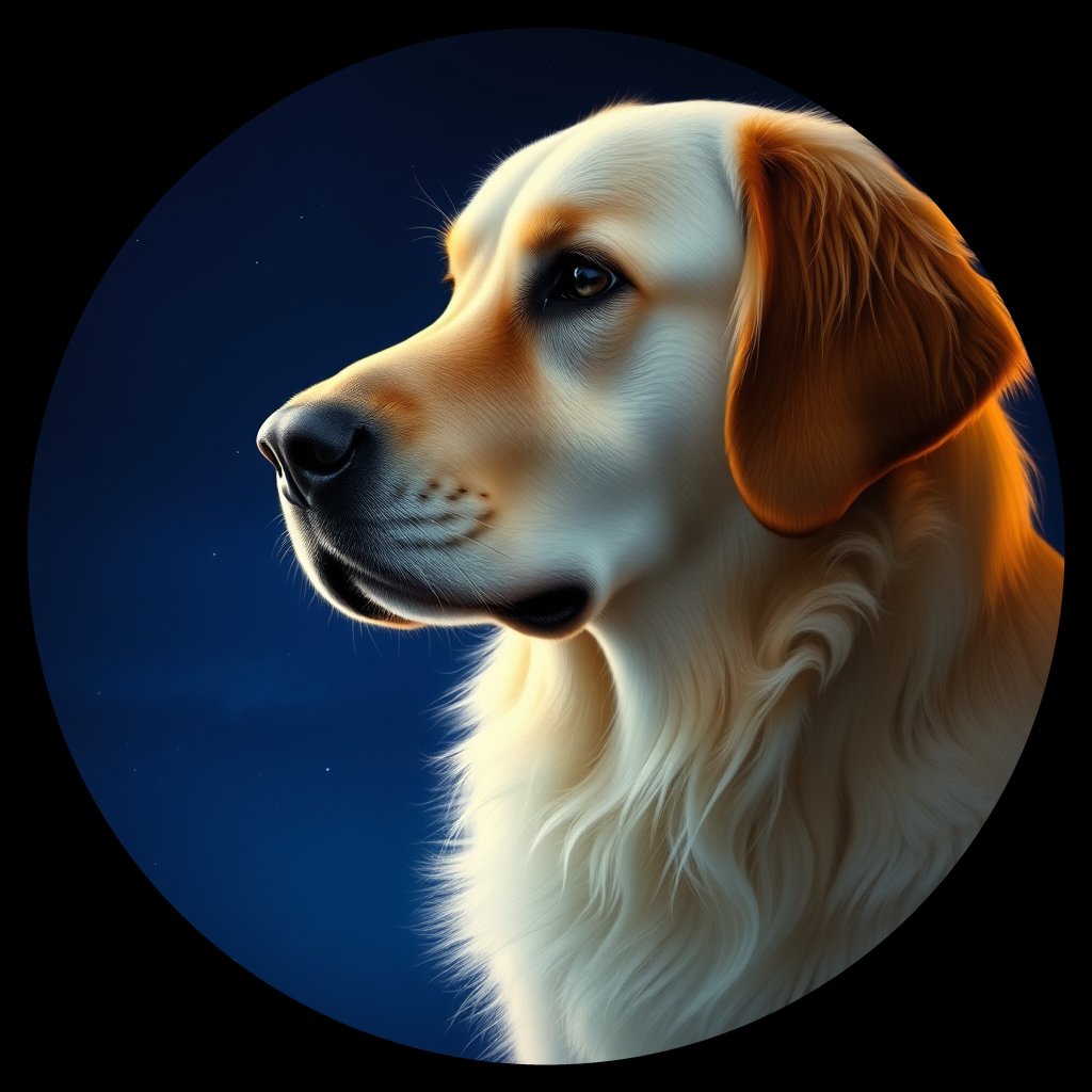 Cosmic medallion portrait of PFZ39H04_PFZ39H04, a Golden Retriever