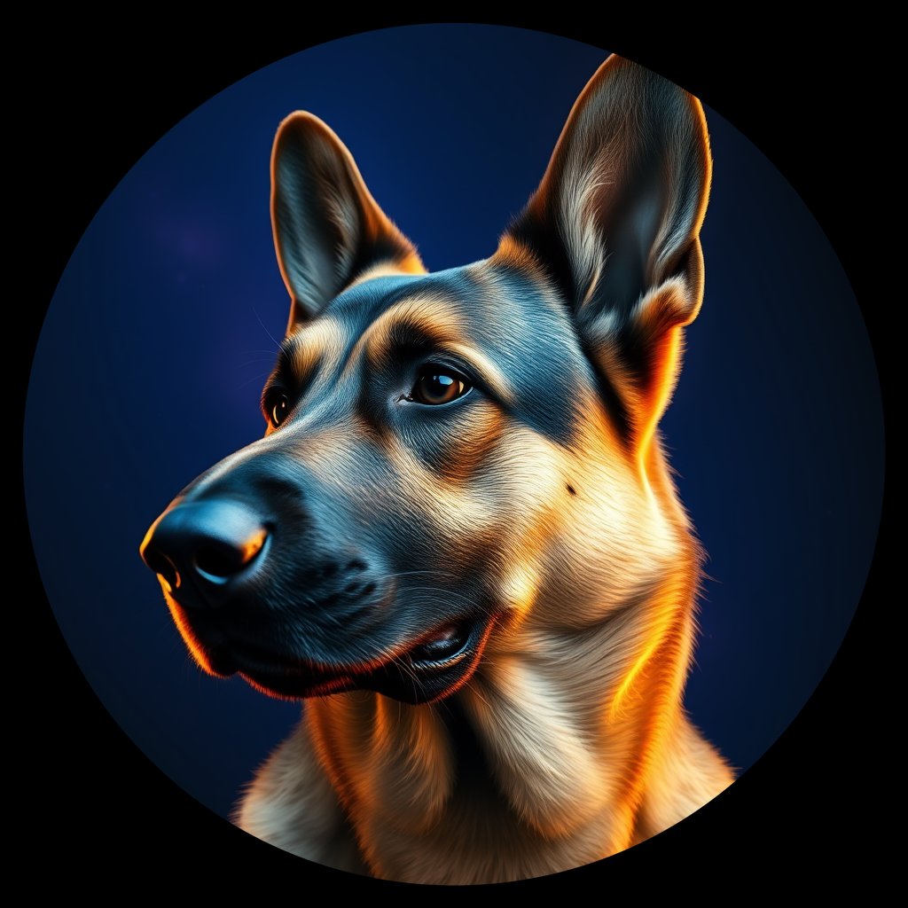Cosmic medallion portrait of PFZ39H06_PFZ39H06, a German Shepherd