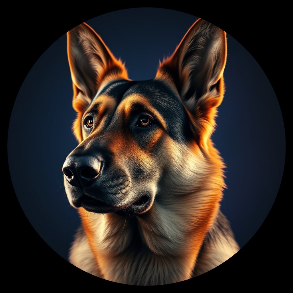 Cosmic medallion portrait of PFZ39H11_PFZ39H11, a German Shepherd