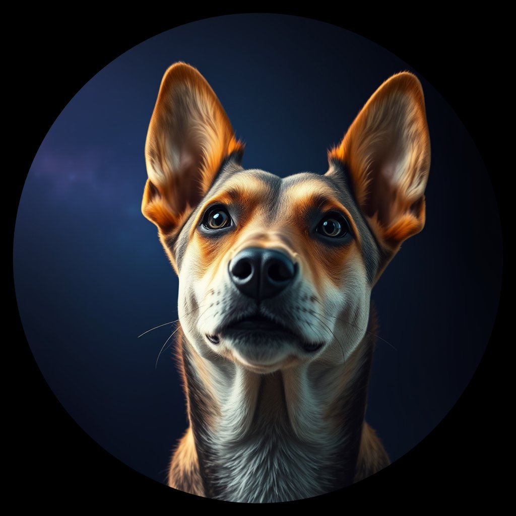 Cosmic medallion portrait of PFZ3A03_PFZ3A03, a Village Dog Colombia