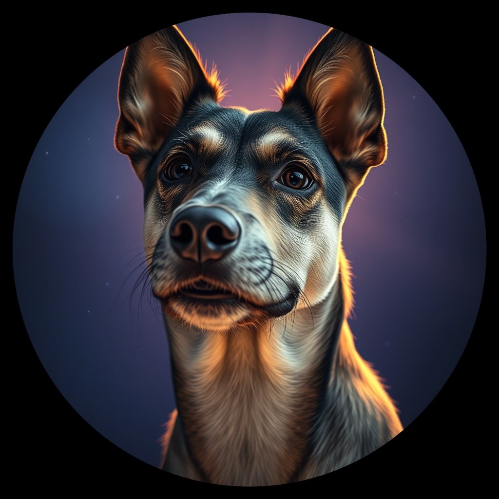 Cosmic medallion portrait of PFZ3A12_PFZ3A12, a Village Dog Portugal