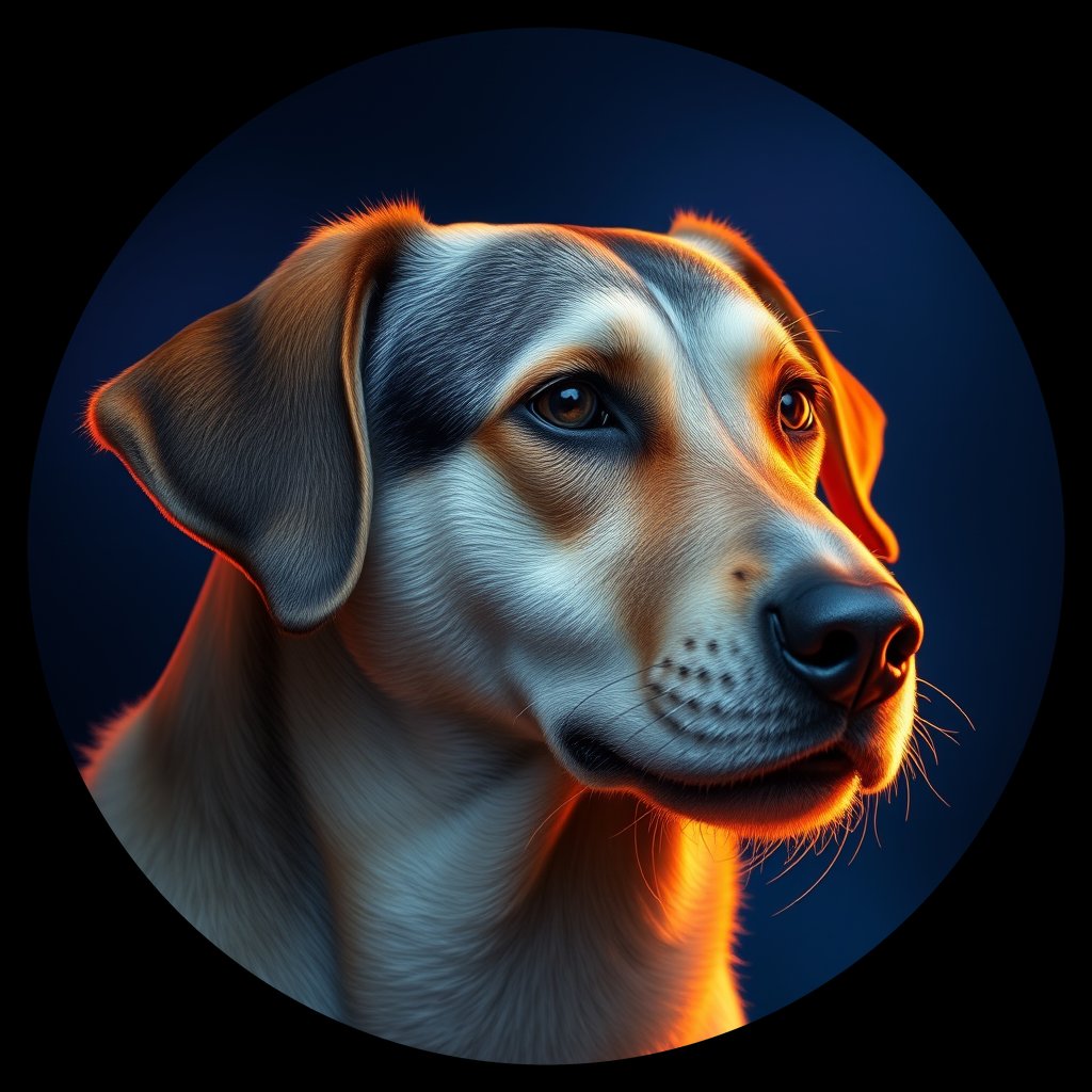 Cosmic medallion portrait of PFZ3B01_PFZ3B01, a Village Dog Brazil