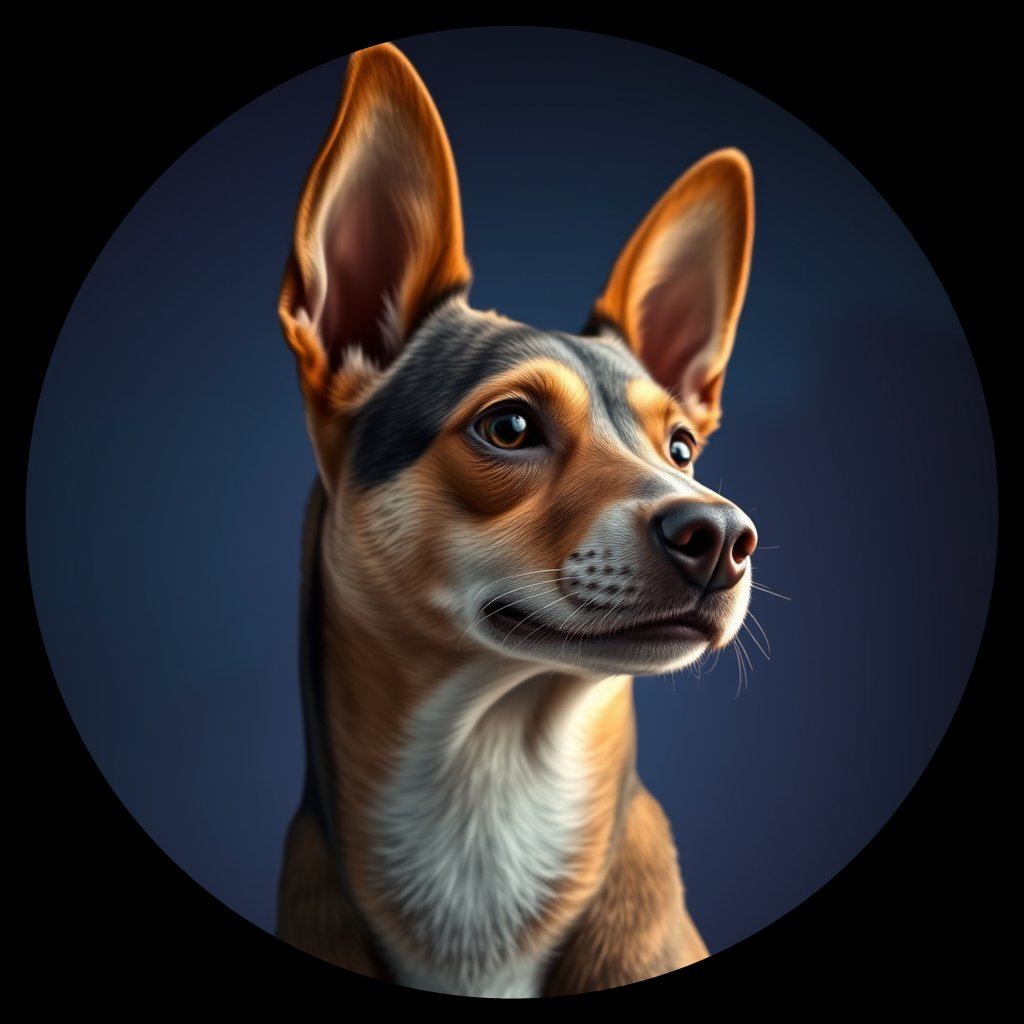 Cosmic medallion portrait of PFZ3B04_PFZ3B04, a Village Dog Colombia