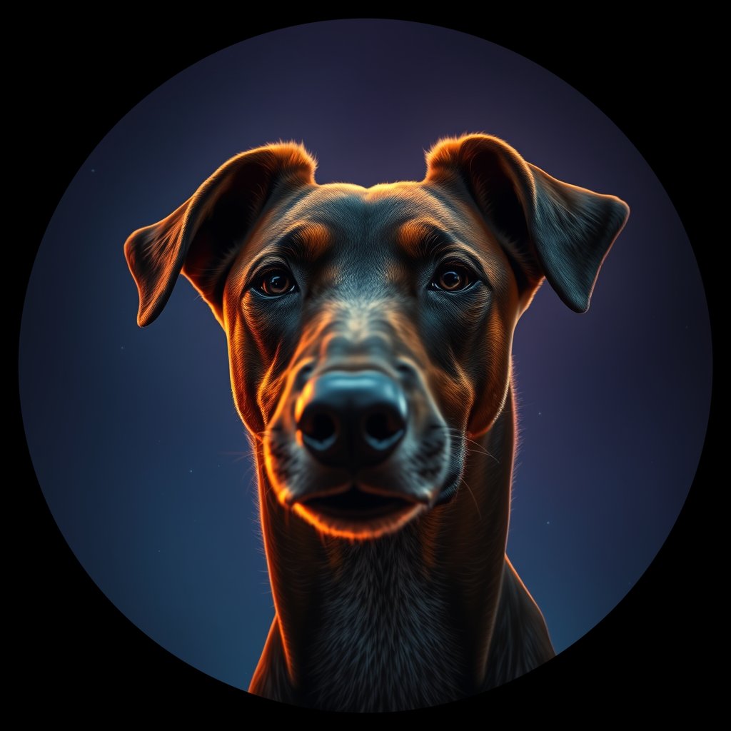 Cosmic medallion portrait of PFZ3B10_PFZ3B10, a Village Dog Uganda