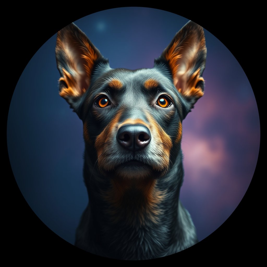 Cosmic medallion portrait of PFZ3C04_PFZ3C04, a Village Dog Portugal