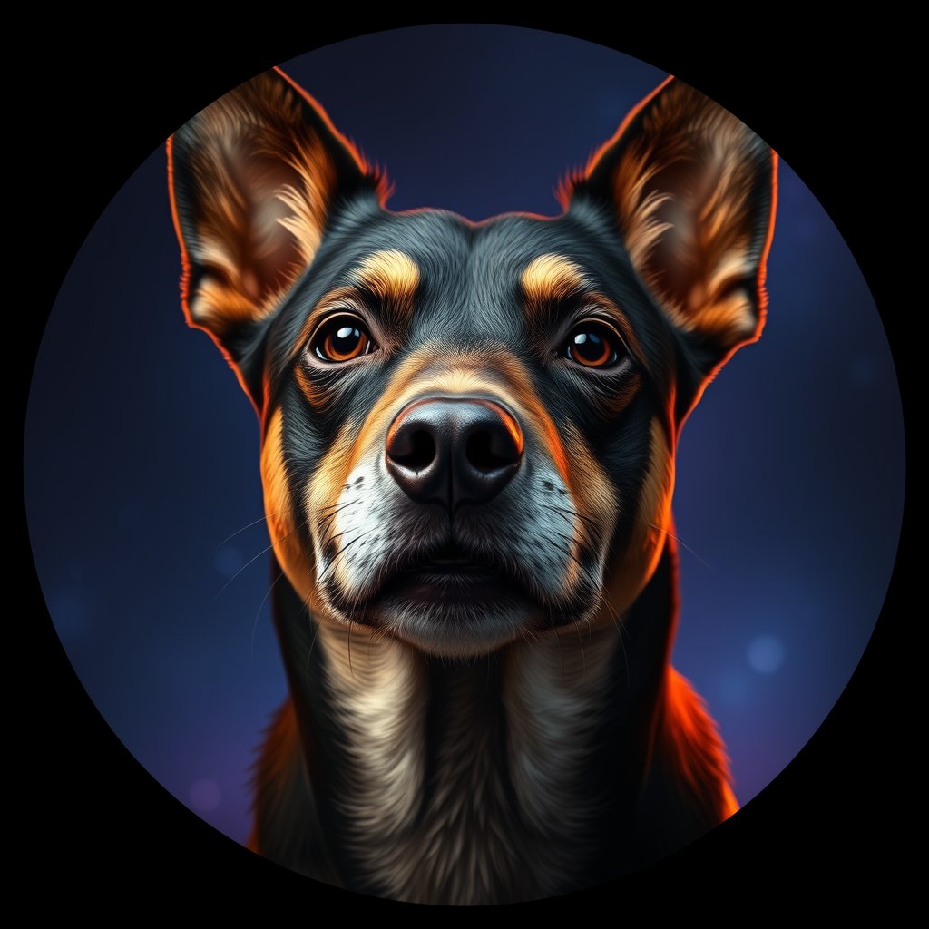 Cosmic medallion portrait of PFZ3C06_PFZ3C06, a Village Dog Mexico Morelia