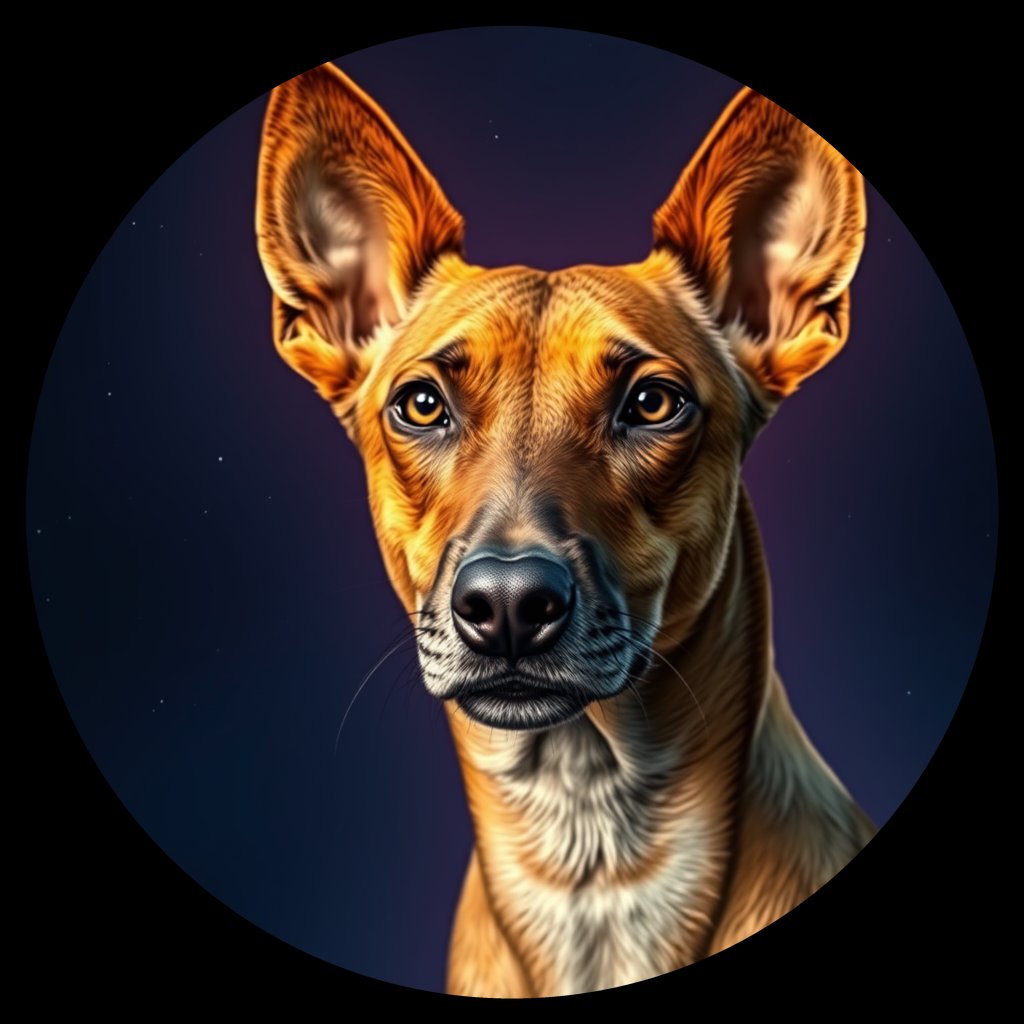 Cosmic medallion portrait of PFZ3C08_PFZ3C08, a Village Dog Namibia Northern
