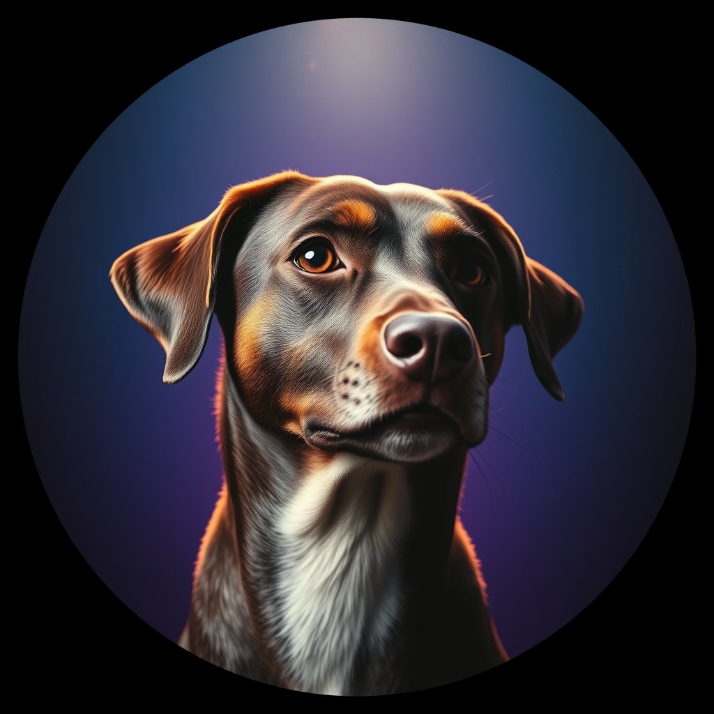 Cosmic medallion portrait of PFZ3D03_PFZ3D03, a Village Dog Dominican Republic