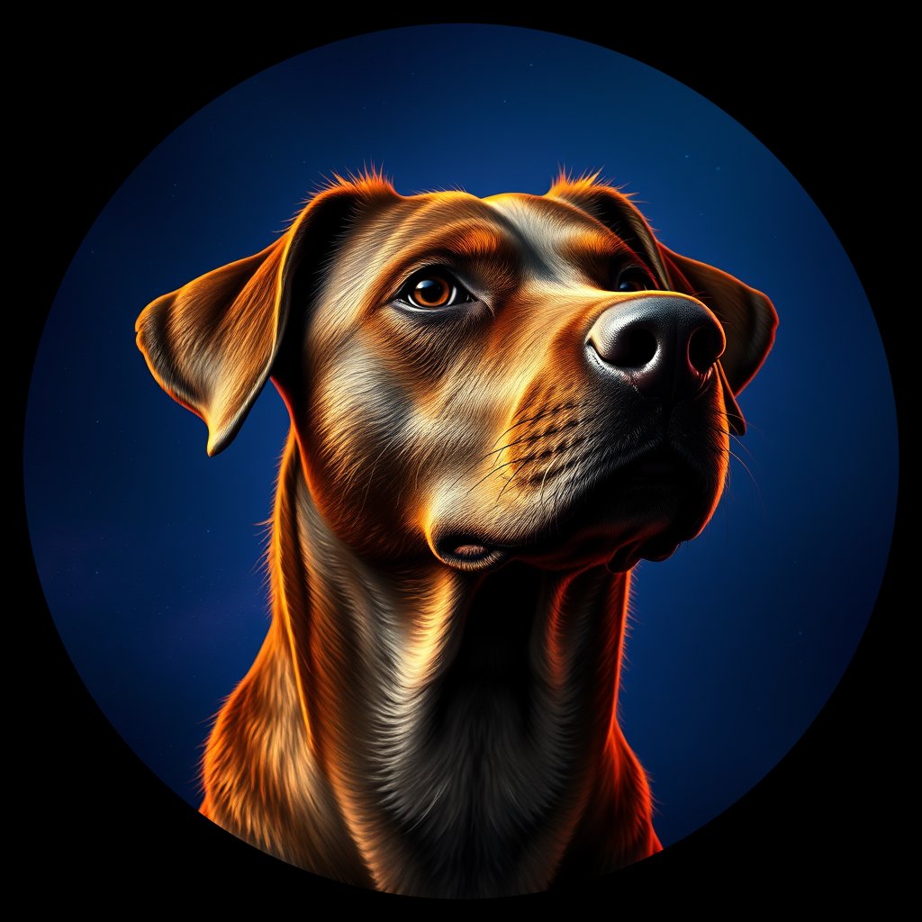 Cosmic medallion portrait of PFZ3D05_PFZ3D05, a Village Dog Mexico Mexico City