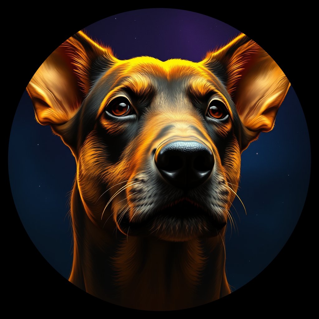 Cosmic medallion portrait of PFZ3D06_PFZ3D06, a Village Dog Mexico Morelia