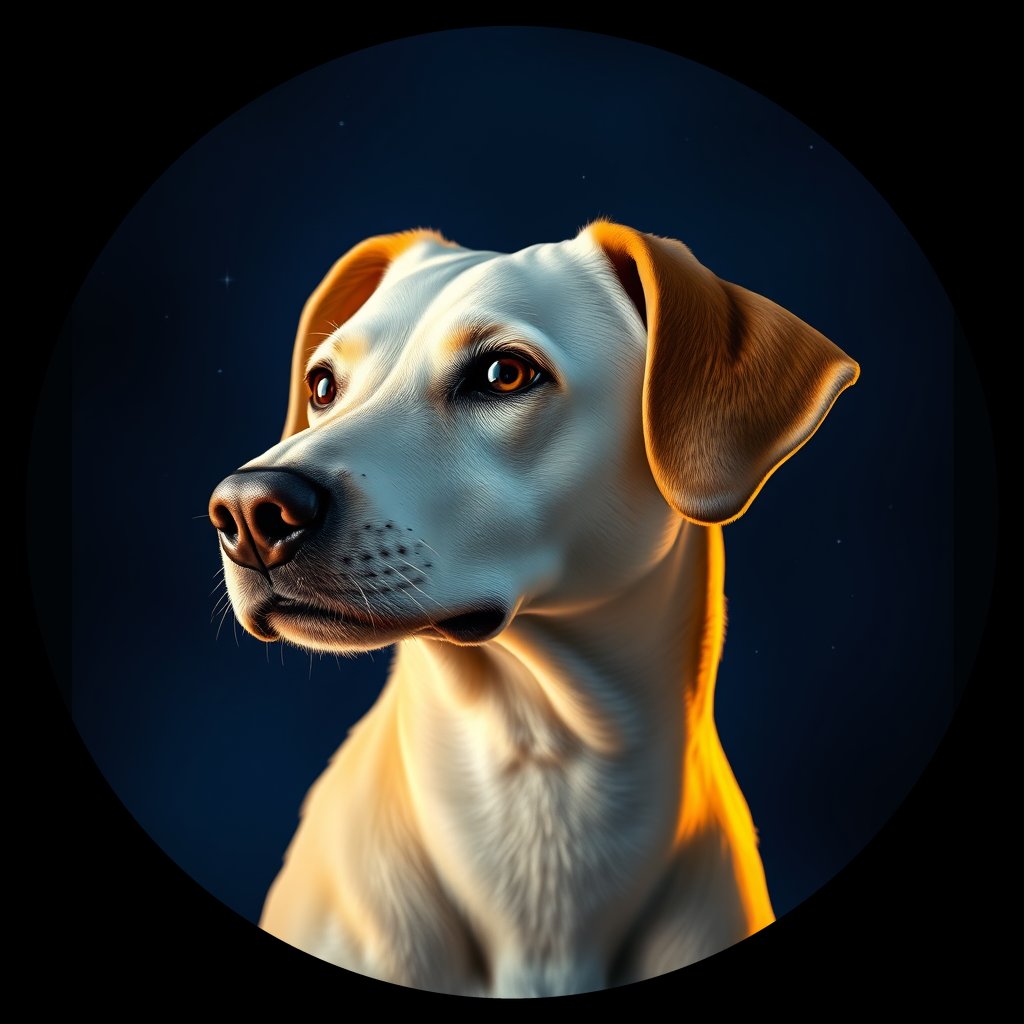Cosmic medallion portrait of PFZ3D07_PFZ3D07, a Village Dog Puerto Rico