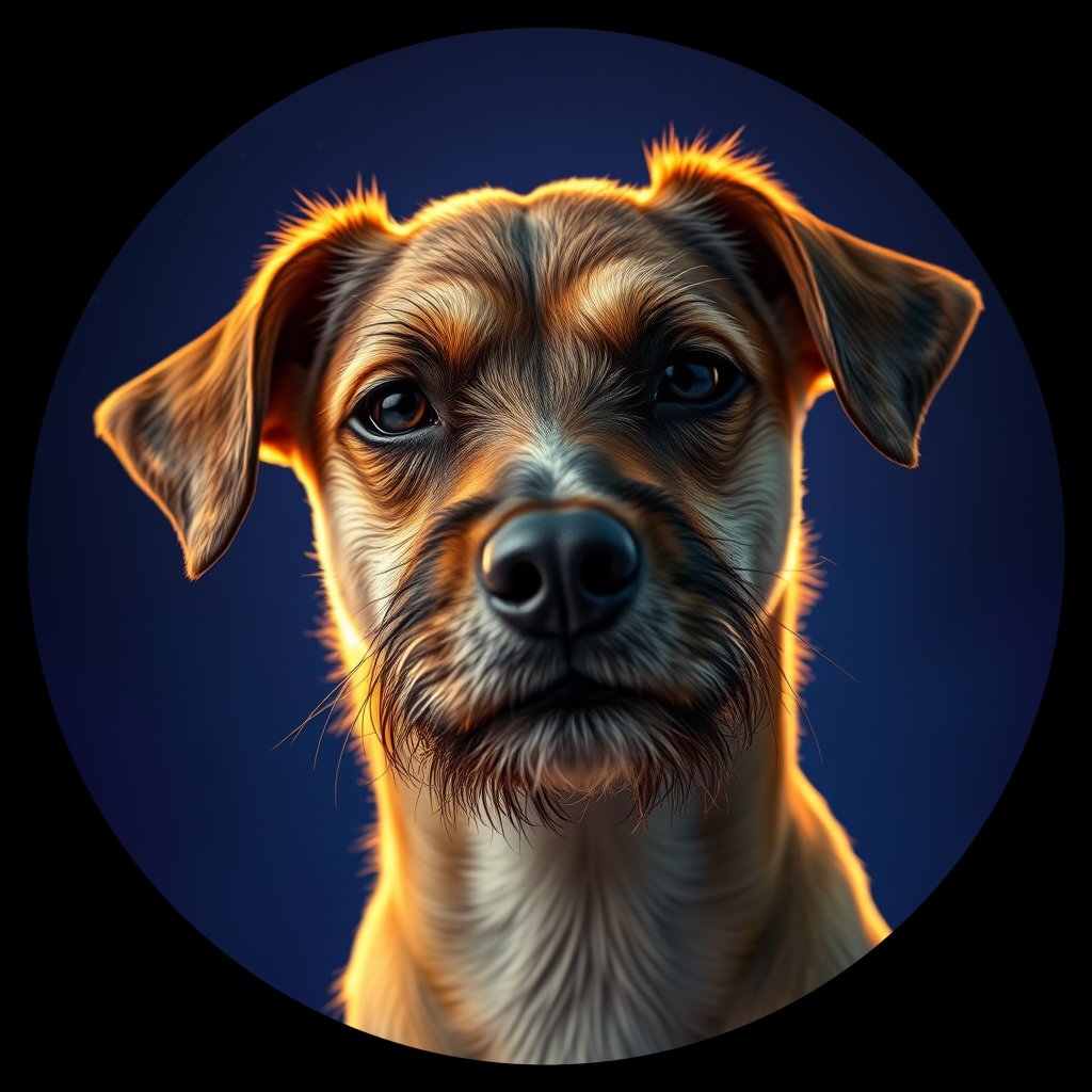 Cosmic medallion portrait of PFZ3D11_PFZ3D11, a Village Dog India Mumbai