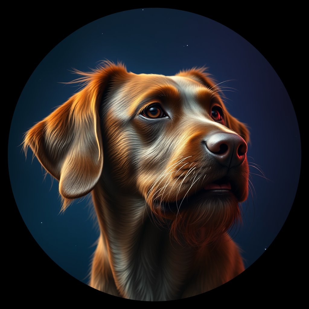 Cosmic medallion portrait of PFZ3D12_PFZ3D12, a Village Dog Puerto Rico