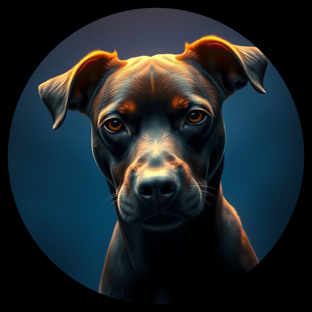 Cosmic medallion portrait of PFZ3E02_PFZ3E02, a Village Dog Dominican Republic