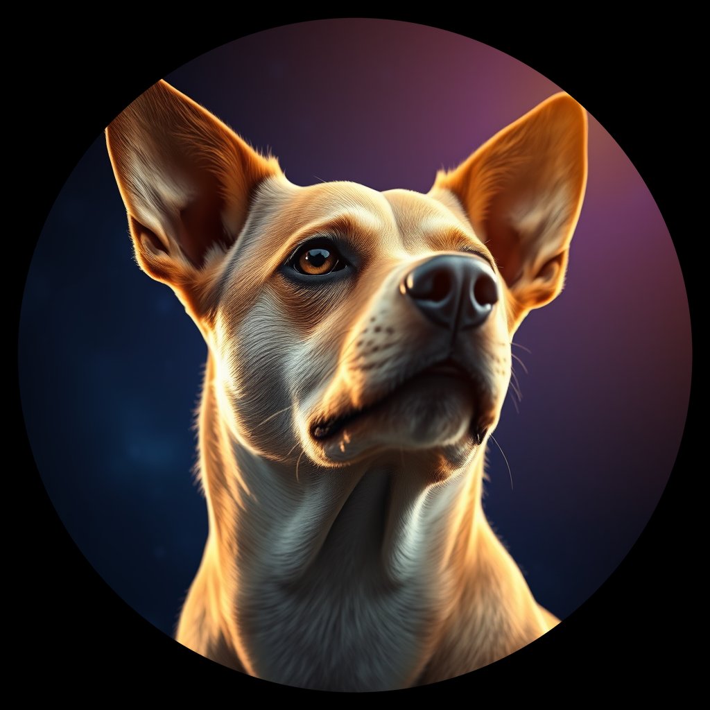Cosmic medallion portrait of PFZ3E05_PFZ3E05, a Village Dog Mexico Mexico City