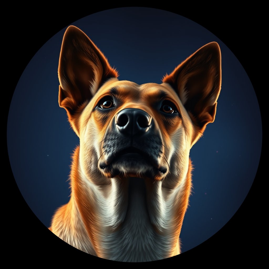 Cosmic medallion portrait of PFZ3E06_PFZ3E06, a Village Dog Mexico Morelia