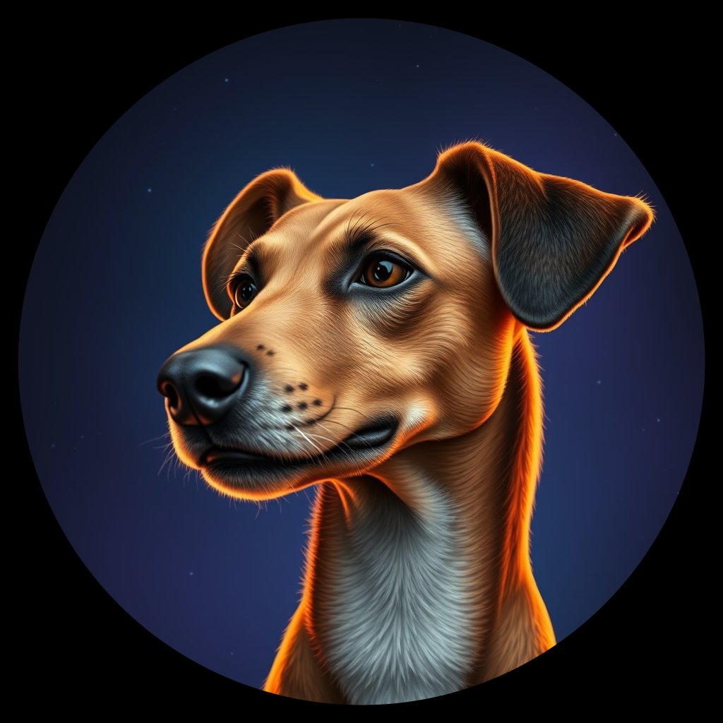 Cosmic medallion portrait of PFZ3E08_PFZ3E08, a Village Dog Namibia Northern