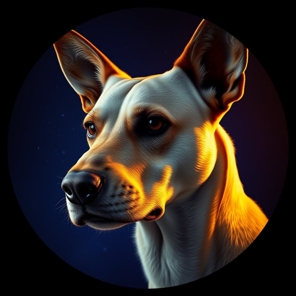Cosmic medallion portrait of PFZ3E09_PFZ3E09, a Village Dog Uganda