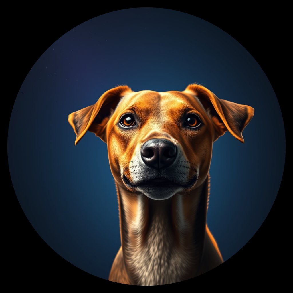 Cosmic medallion portrait of PFZ3F02_PFZ3F02, a Village Dog Colombia