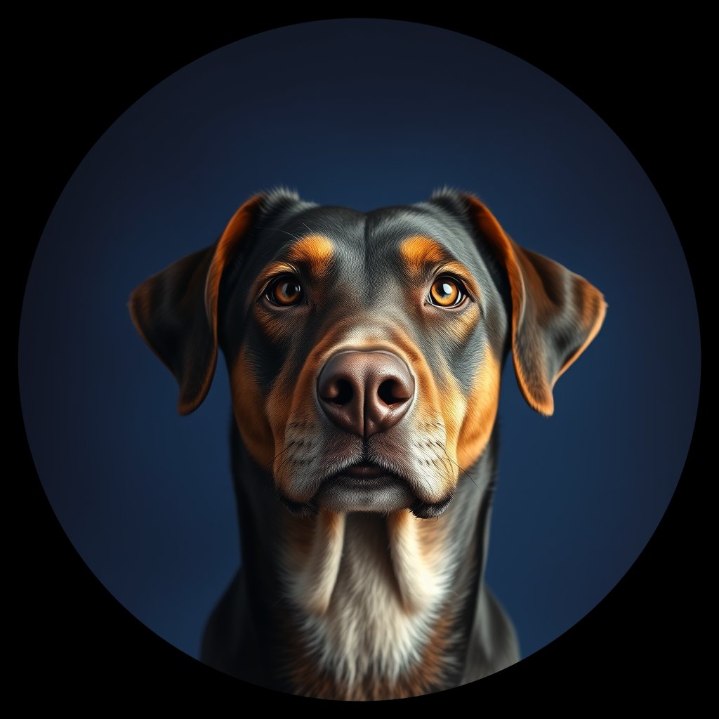 Cosmic medallion portrait of PFZ3F03_PFZ3F03, a Village Dog Portugal