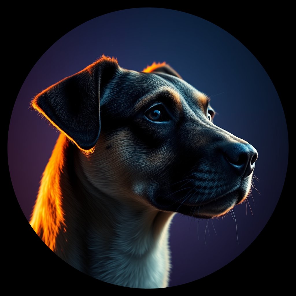 Cosmic medallion portrait of PFZ3F04_PFZ3F04, a Village Dog Portugal
