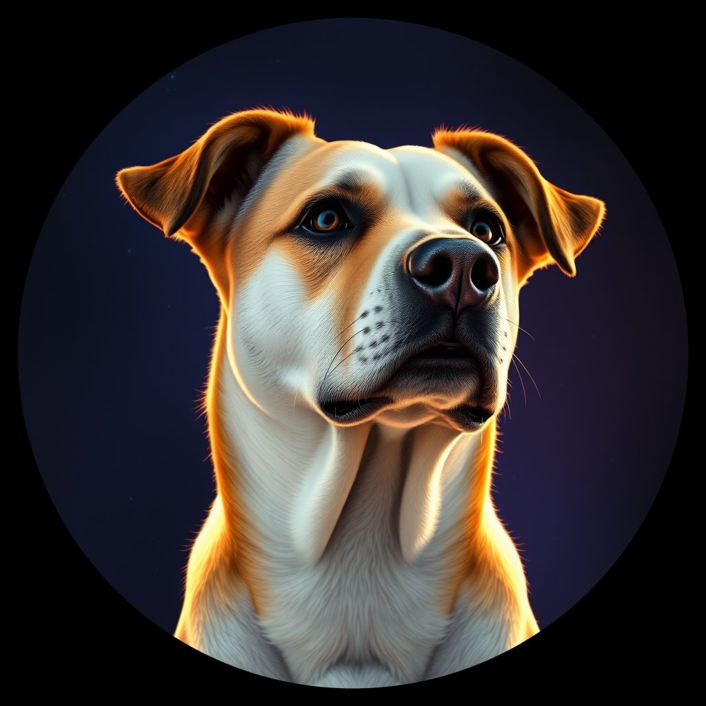 Cosmic medallion portrait of PFZ3F06_PFZ3F06, a Village Dog Mexico Morelia