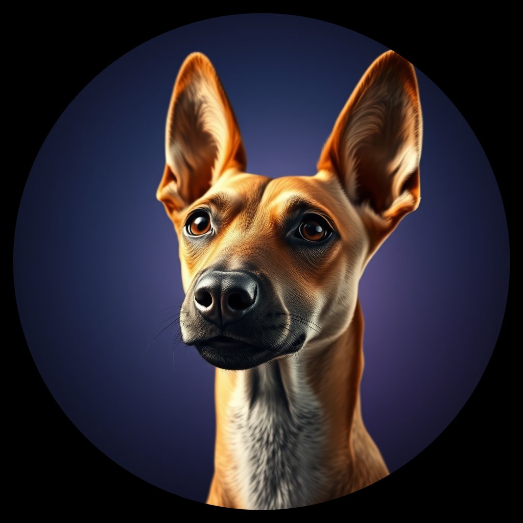 Cosmic medallion portrait of PFZ3F08_PFZ3F08, a Village Dog Namibia Northern